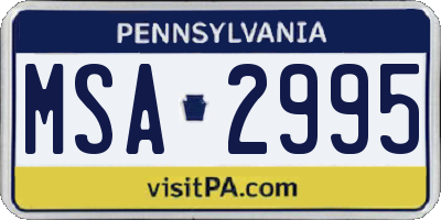 PA license plate MSA2995