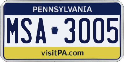 PA license plate MSA3005
