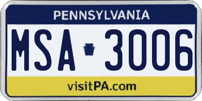 PA license plate MSA3006