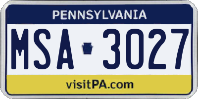 PA license plate MSA3027
