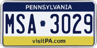 PA license plate MSA3029