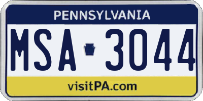 PA license plate MSA3044