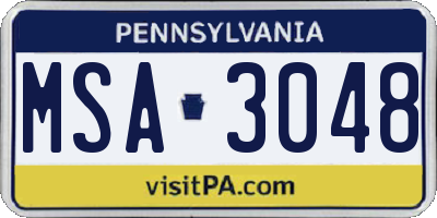 PA license plate MSA3048