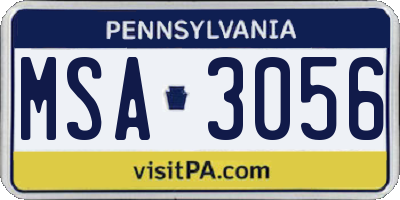 PA license plate MSA3056