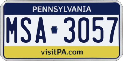 PA license plate MSA3057