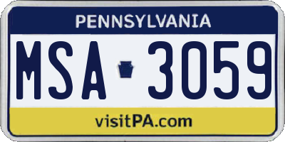 PA license plate MSA3059