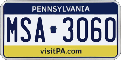PA license plate MSA3060