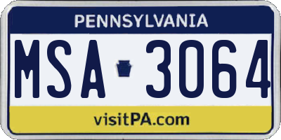 PA license plate MSA3064