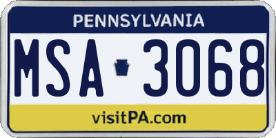 PA license plate MSA3068