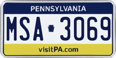 PA license plate MSA3069
