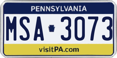 PA license plate MSA3073