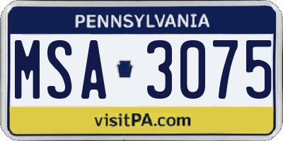 PA license plate MSA3075