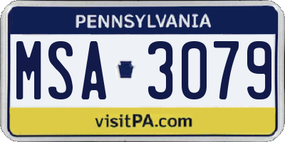 PA license plate MSA3079