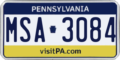 PA license plate MSA3084