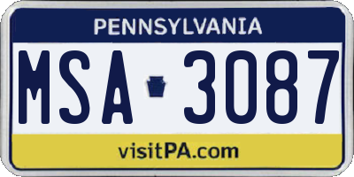 PA license plate MSA3087