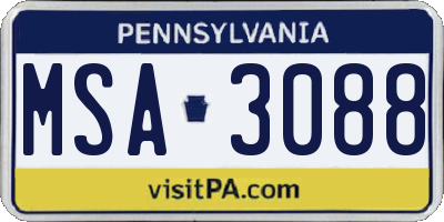 PA license plate MSA3088
