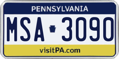 PA license plate MSA3090