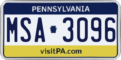 PA license plate MSA3096