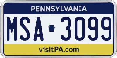PA license plate MSA3099