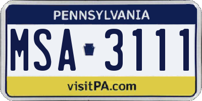 PA license plate MSA3111