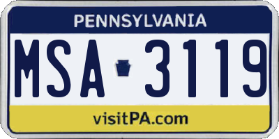 PA license plate MSA3119