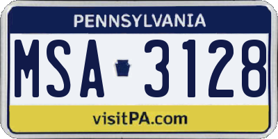 PA license plate MSA3128