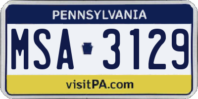 PA license plate MSA3129
