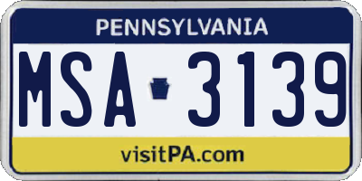 PA license plate MSA3139