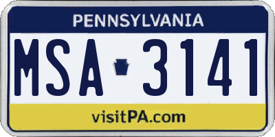 PA license plate MSA3141