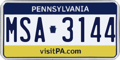 PA license plate MSA3144