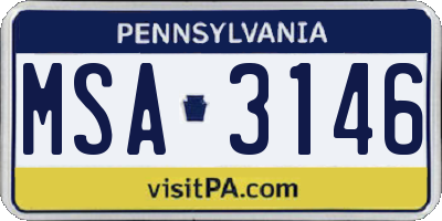 PA license plate MSA3146