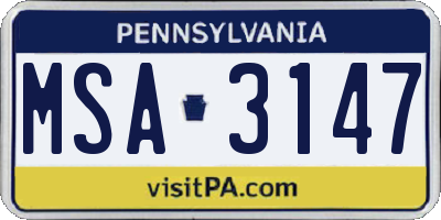 PA license plate MSA3147
