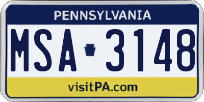 PA license plate MSA3148