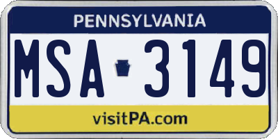 PA license plate MSA3149