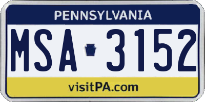 PA license plate MSA3152