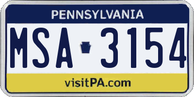PA license plate MSA3154