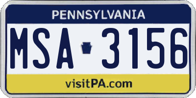 PA license plate MSA3156
