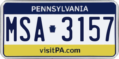 PA license plate MSA3157