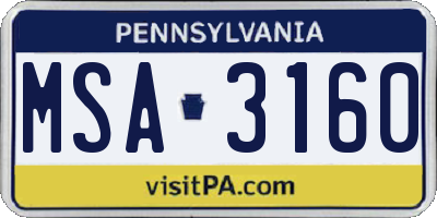 PA license plate MSA3160