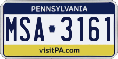 PA license plate MSA3161