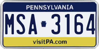 PA license plate MSA3164