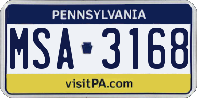 PA license plate MSA3168