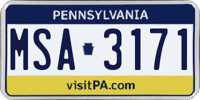 PA license plate MSA3171