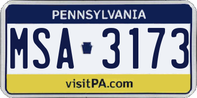 PA license plate MSA3173