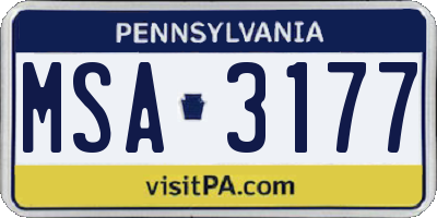 PA license plate MSA3177