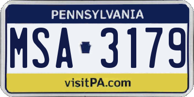 PA license plate MSA3179