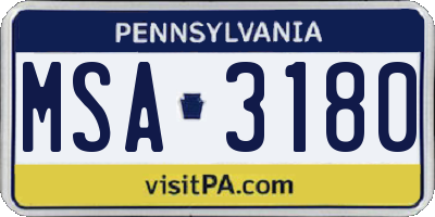 PA license plate MSA3180