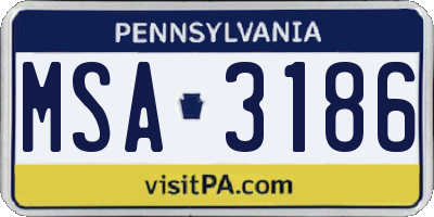 PA license plate MSA3186