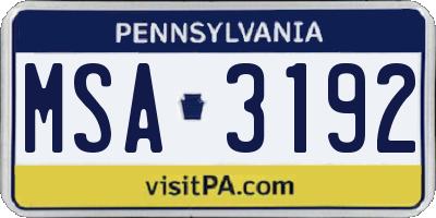 PA license plate MSA3192