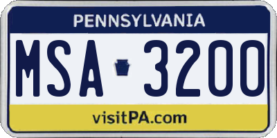 PA license plate MSA3200